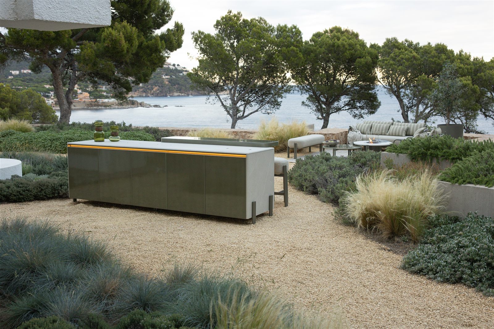 LAVA by Novara outdoor kitchen overlooking the Mediterranean coast